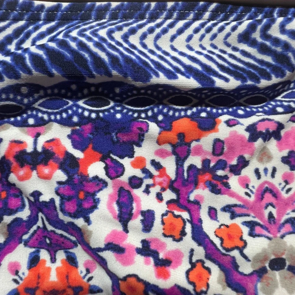 Athleta Purple Floral Underwire Halter Bikini Set 32 B/C XS Side Tie Bottoms